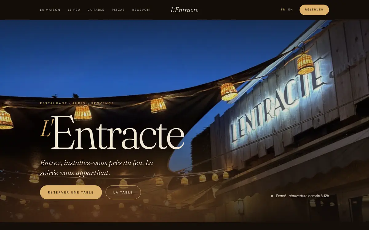 L'Entracte : page d'accueil