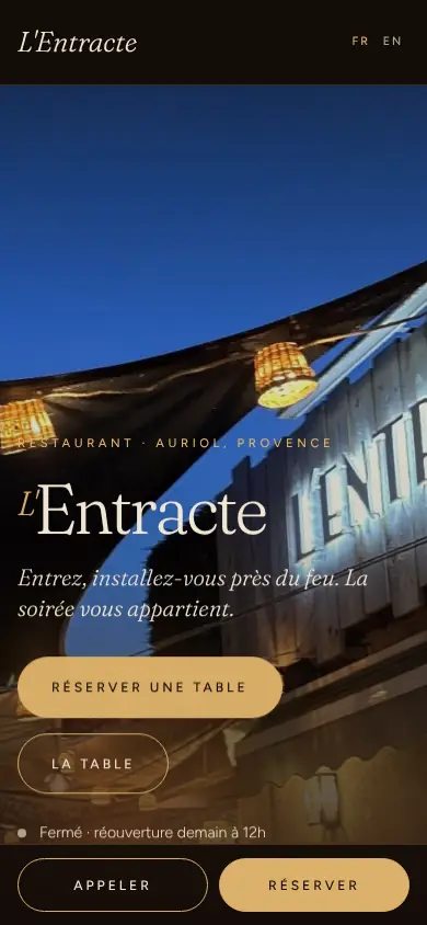 L'Entracte sur mobile