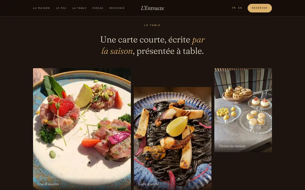 L'Entracte : la carte de saison