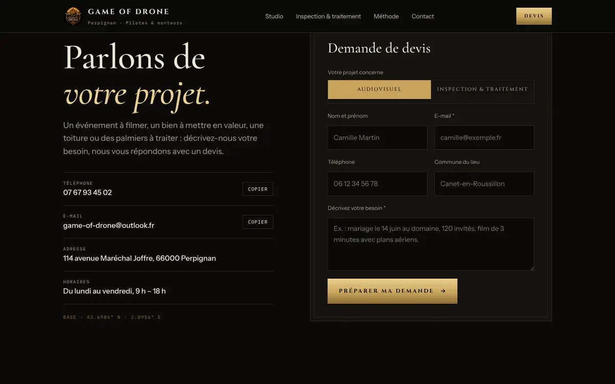 Game of Drone : demande de devis