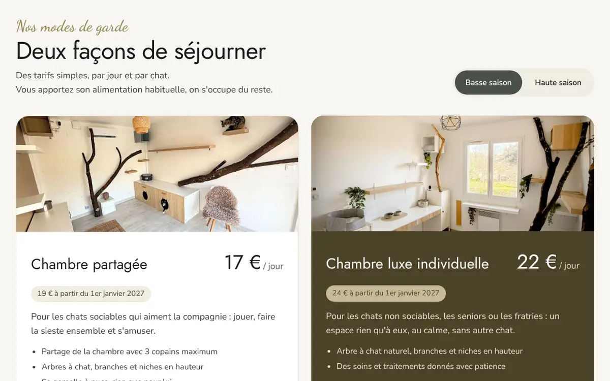 MyCatHome : formules et tarifs