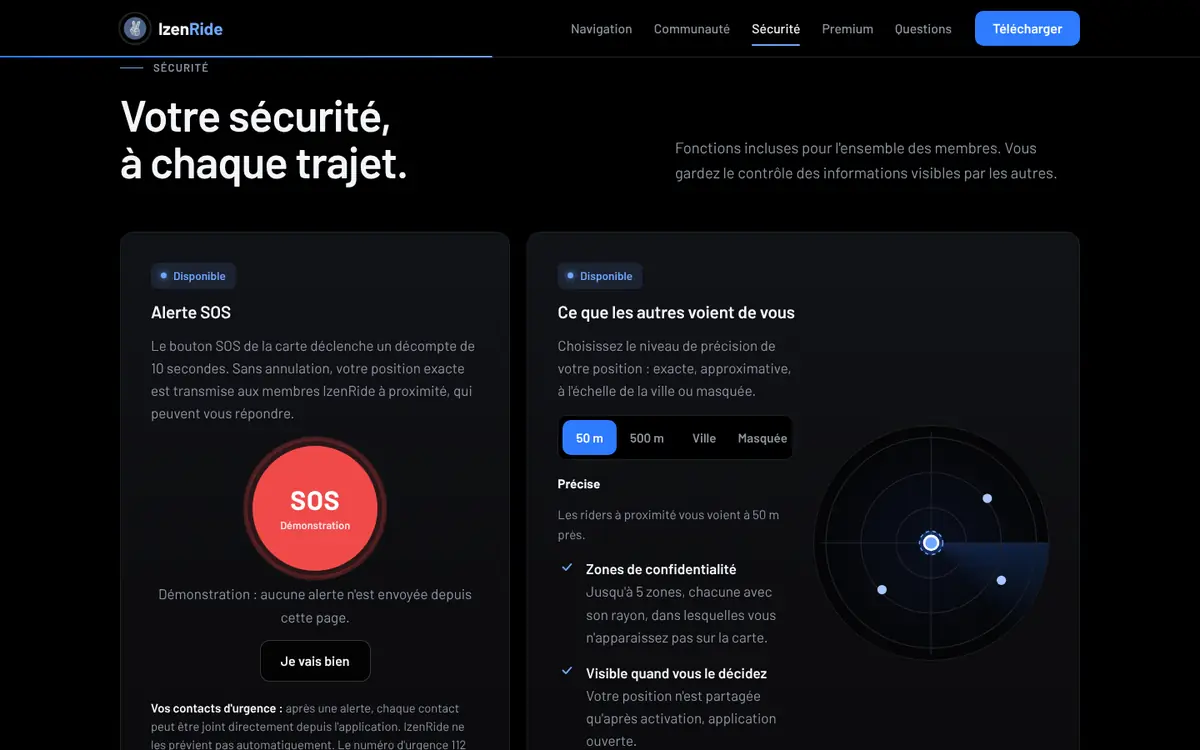 IzenRide : sécurité et alerte SOS